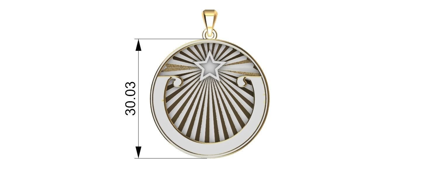 Lucky Star Medal pendant 3D print model_4