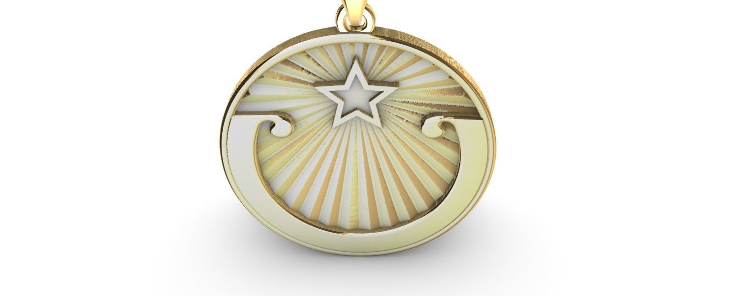 Lucky Star Medal pendant 3D print model_2