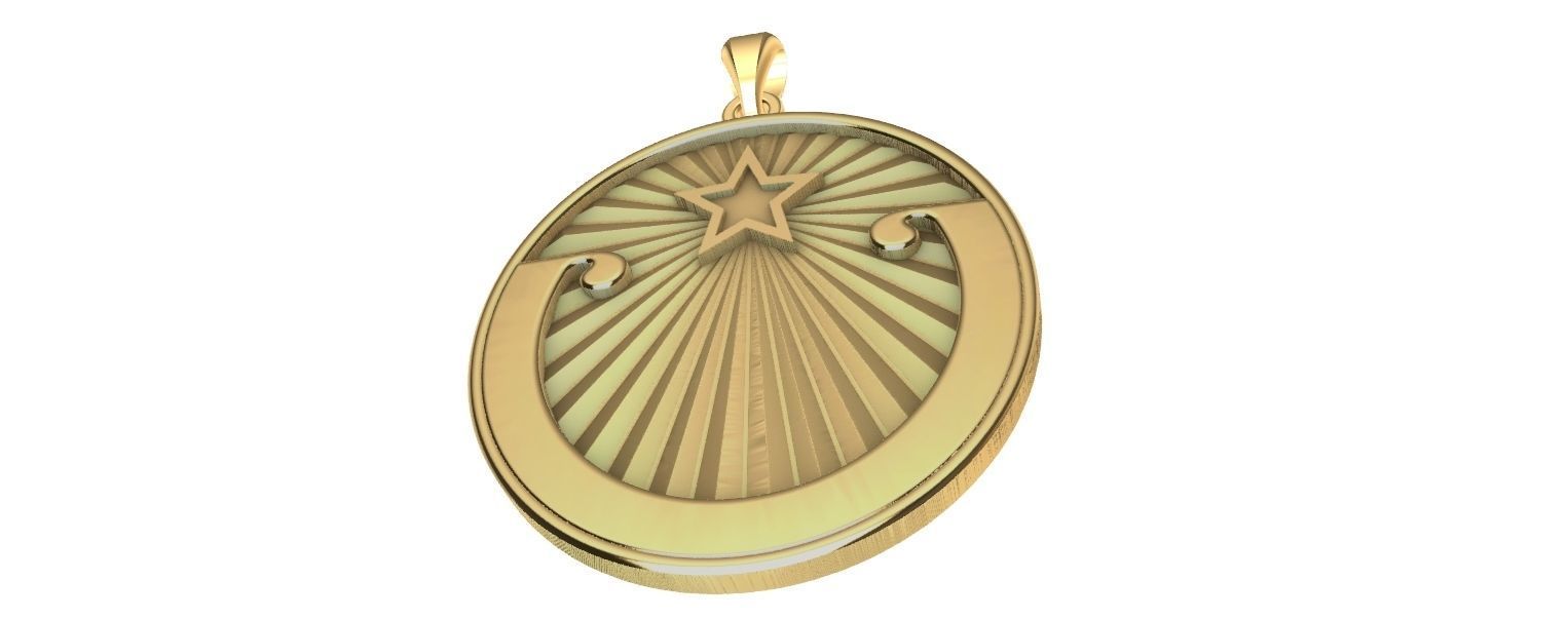 Lucky Star Medal pendant 3D print model_19