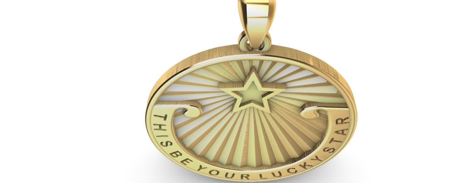 Lucky Star Medal pendant 3D print model_12