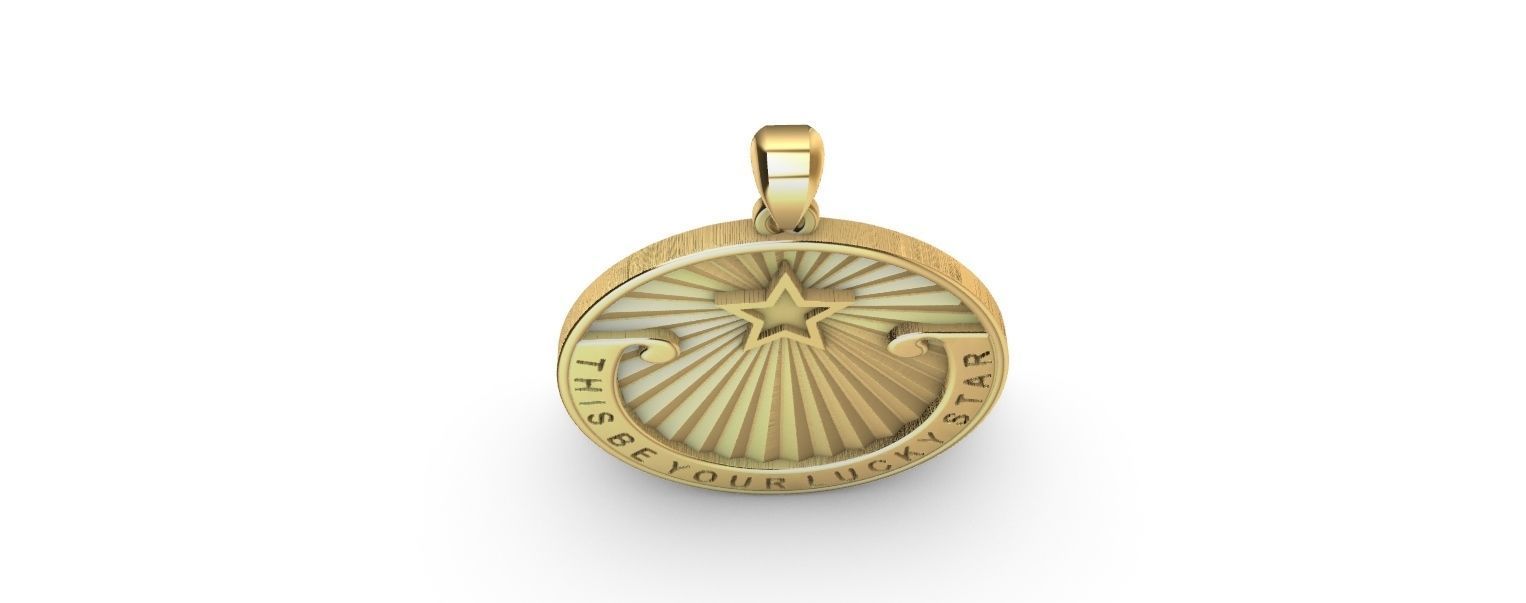 Lucky Star Medal pendant 3D print model_7