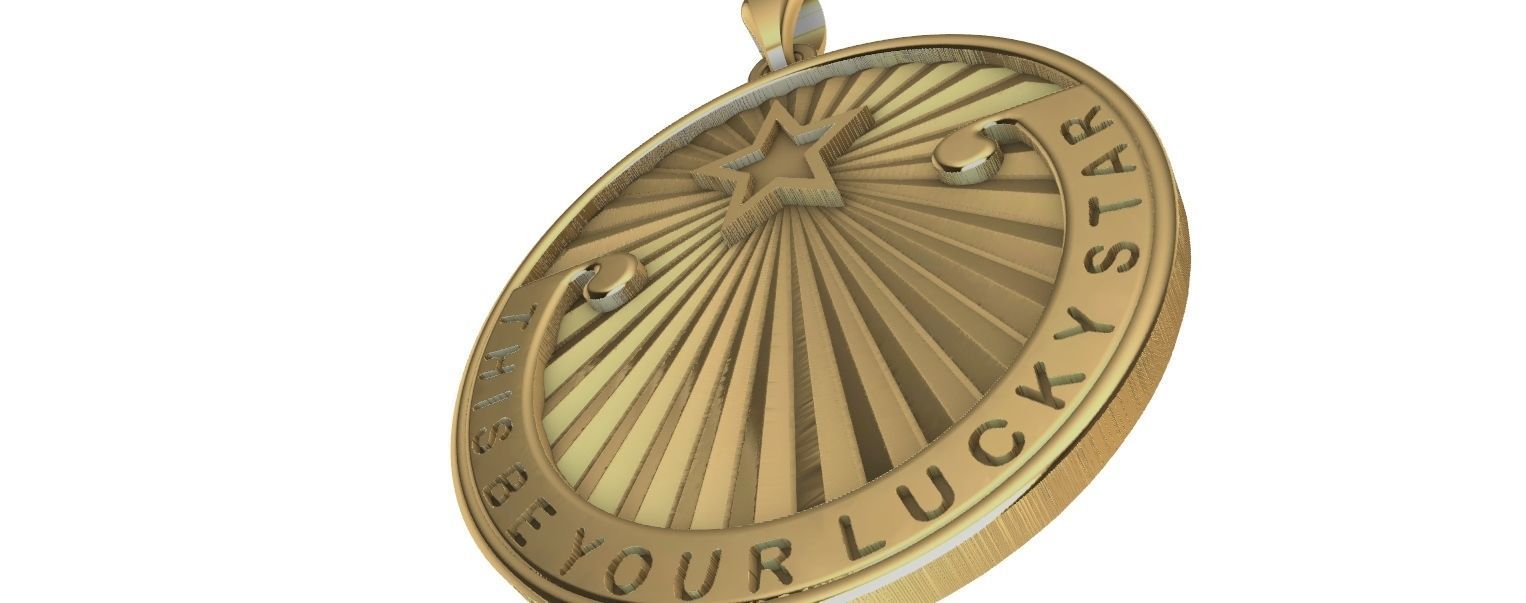 Lucky Star Medal pendant 3D print model_15