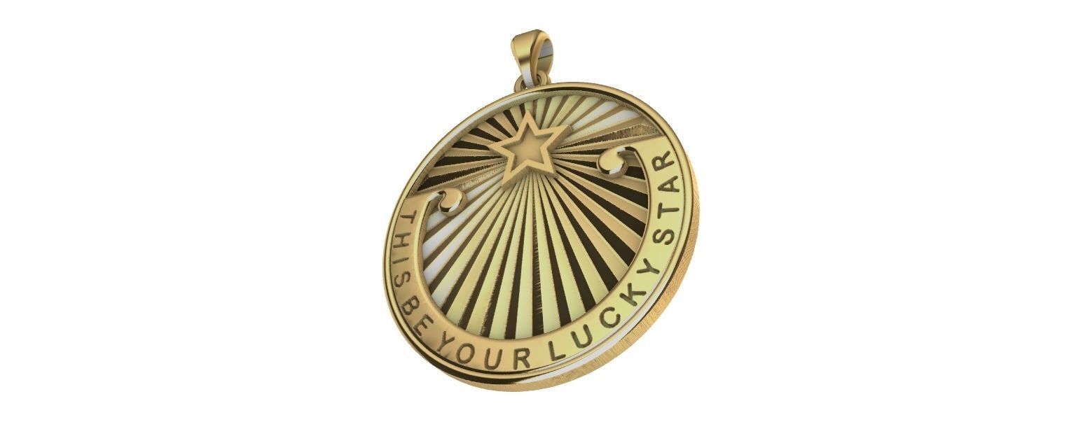 Lucky Star Medal pendant 3D print model_5