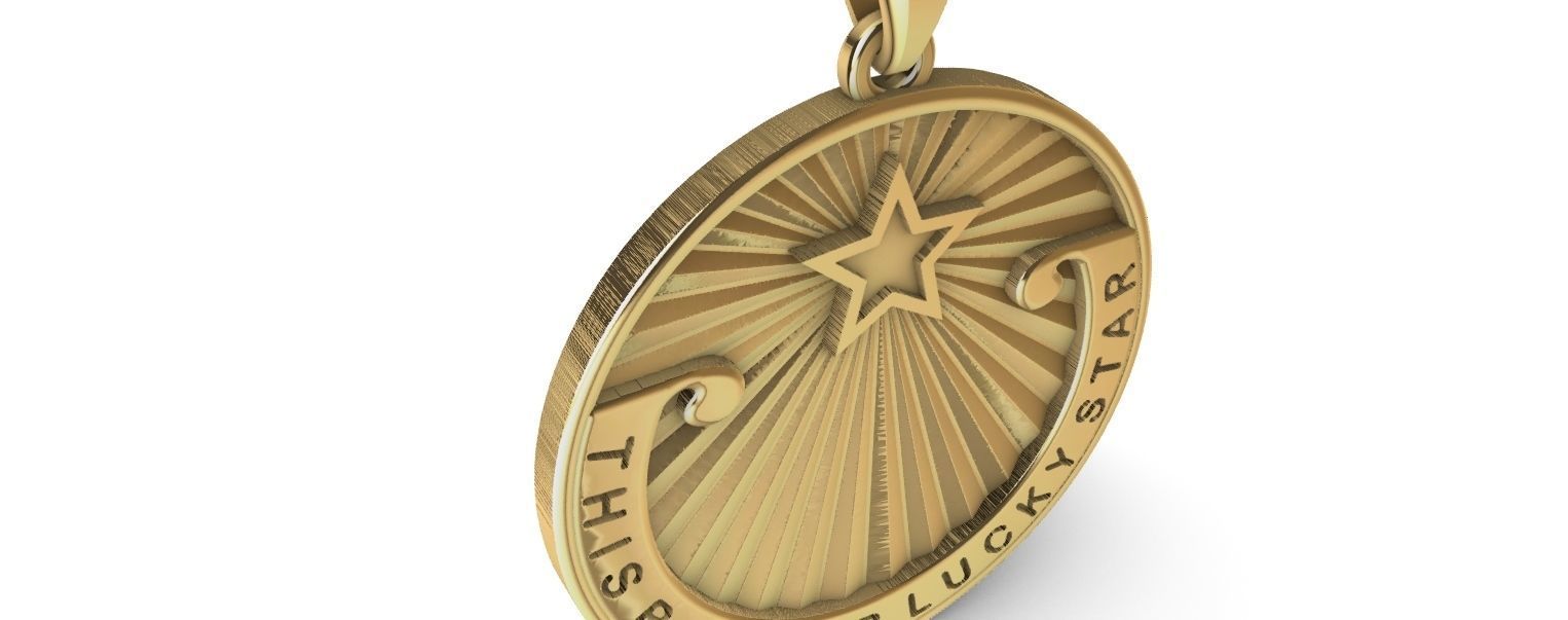 Lucky Star Medal pendant 3D print model_17