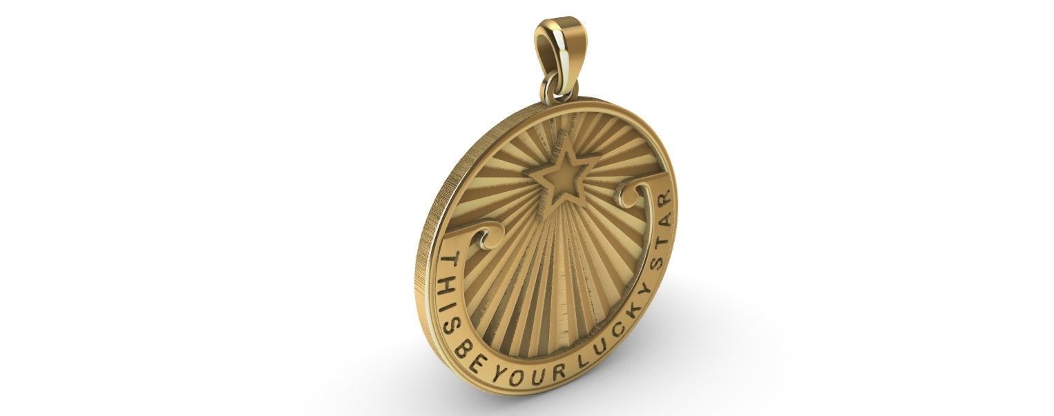 Lucky Star Medal pendant 3D print model_8