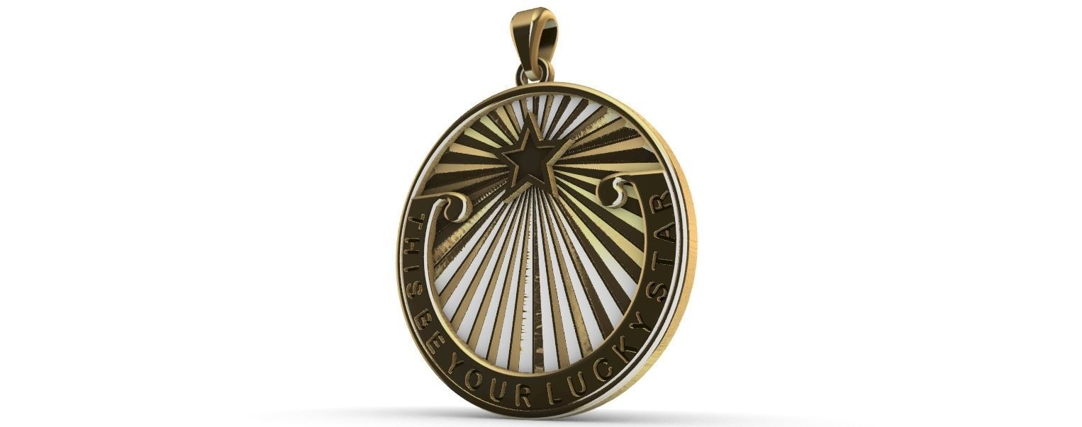 Lucky Star Medal pendant 3D print model_9