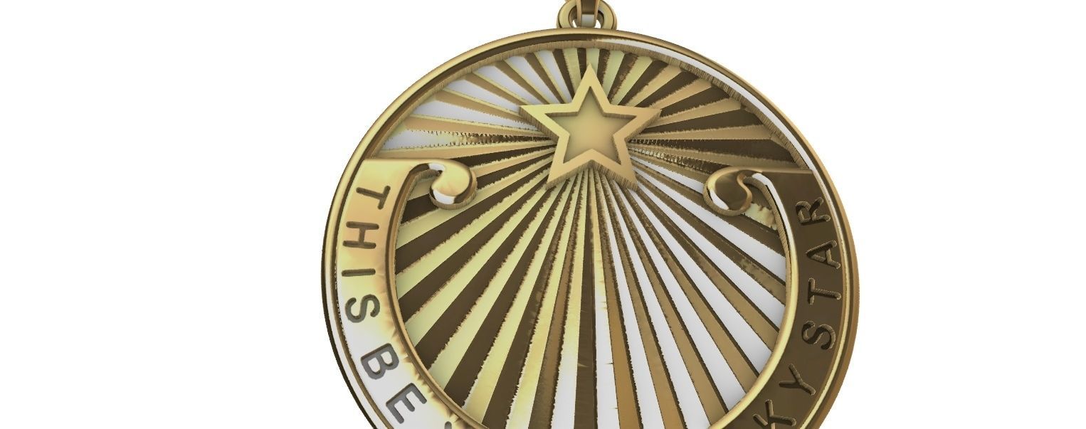 Lucky Star Medal pendant 3D print model_10