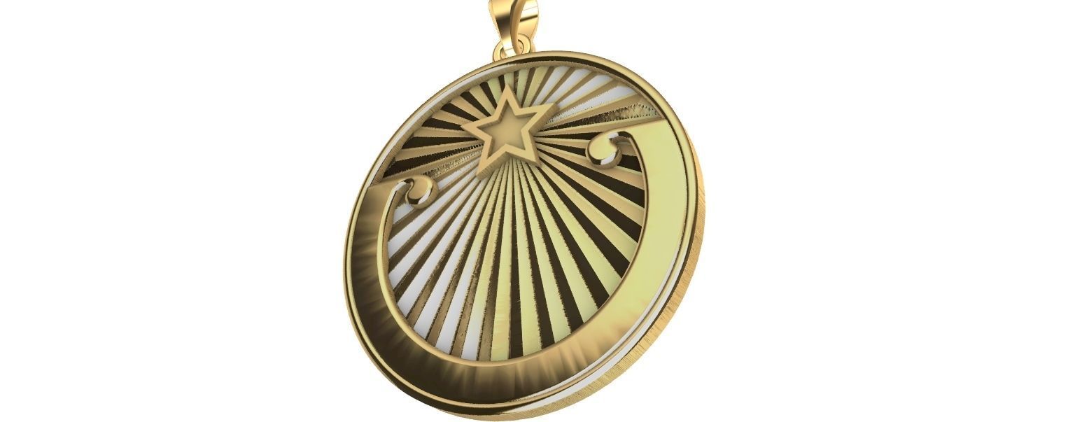 Lucky Star Medal pendant 3D print model_18