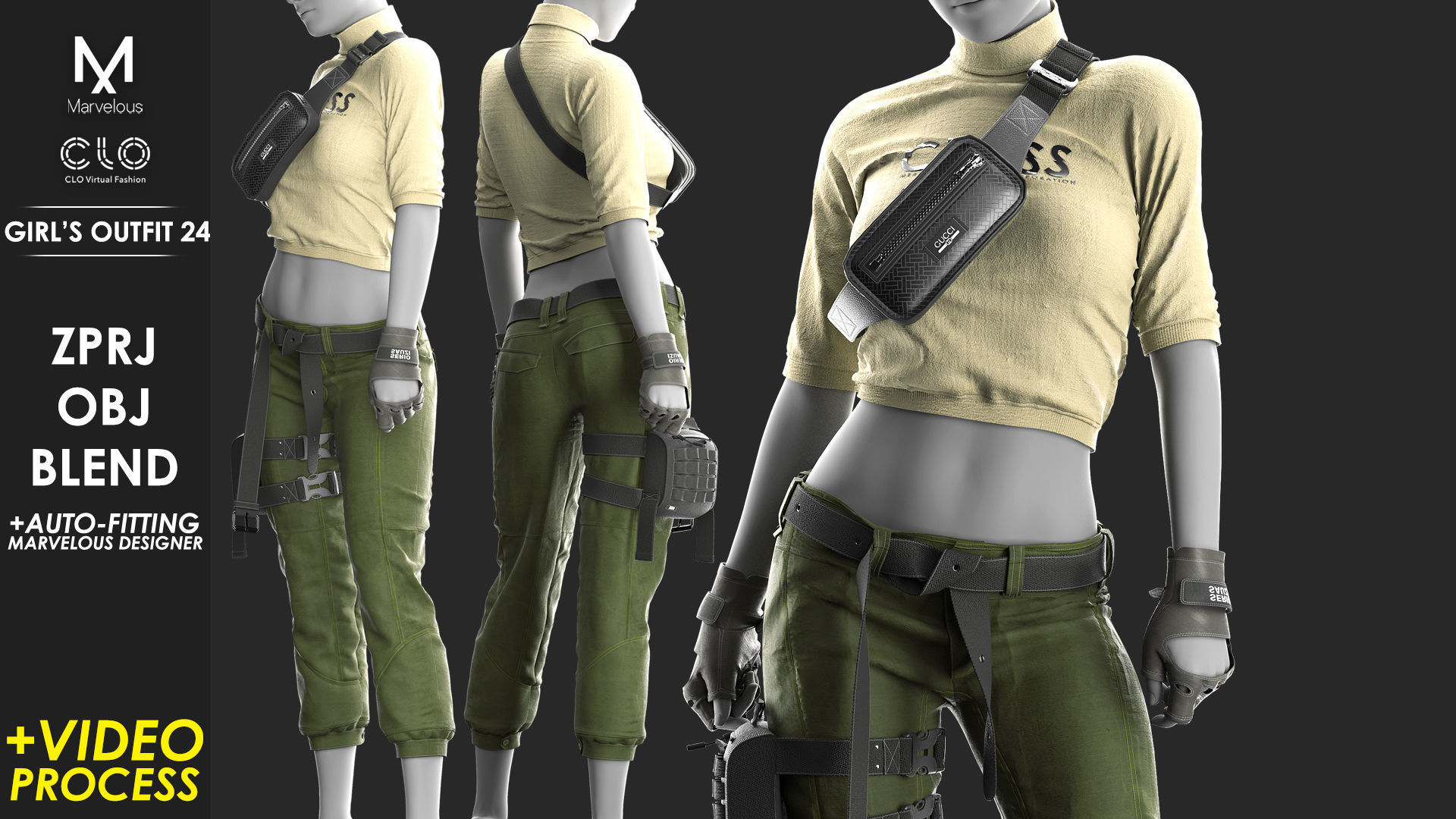 Girls Outfit 24 - Marvelous Designer with Video Process 3D model | CGTrader