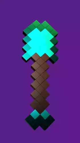 Minecraft Diamond Shovel Low-poly 3D model