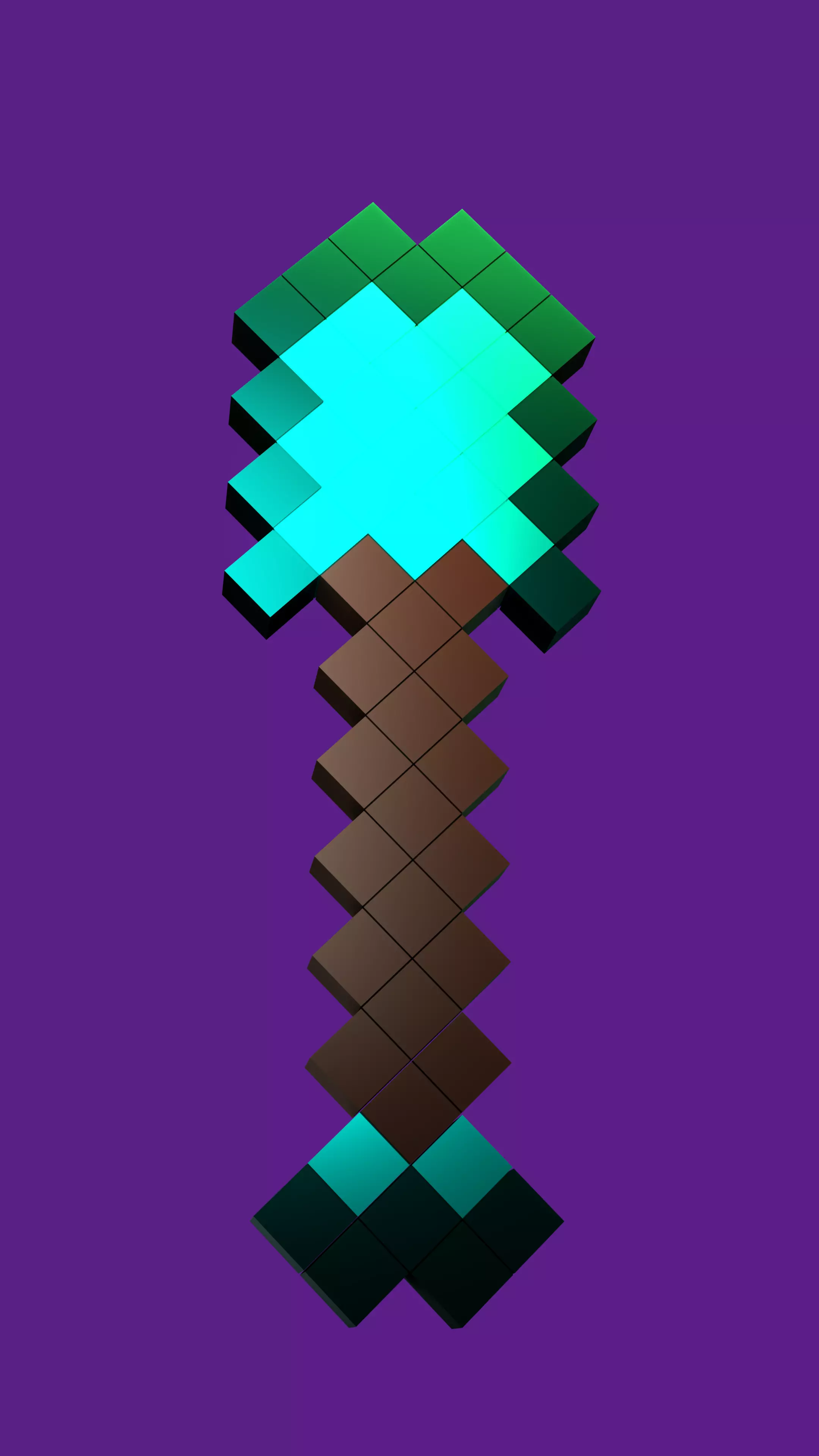 Minecraft Diamond Shovel Low-poly 3D model_0