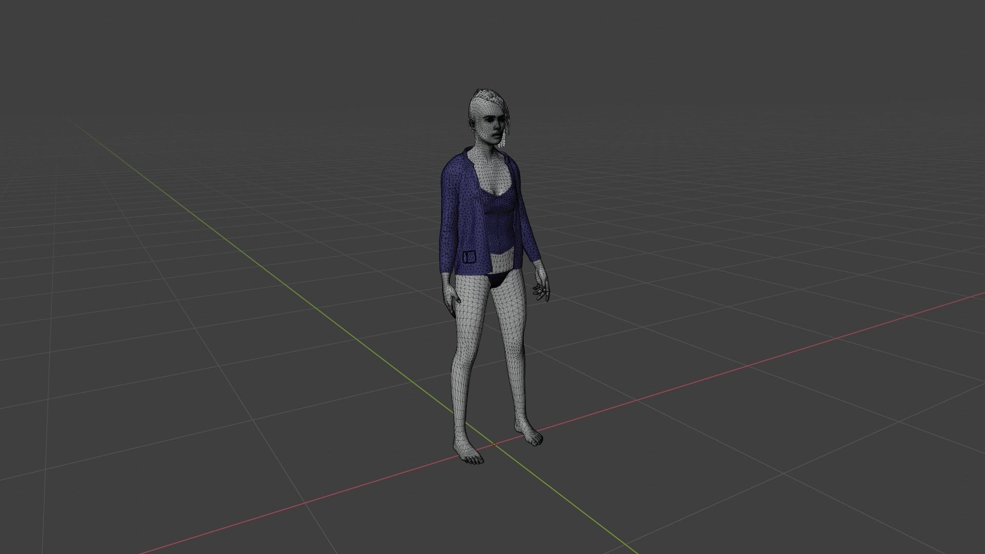 Woman with hair in bikini Low-poly 3D model_7