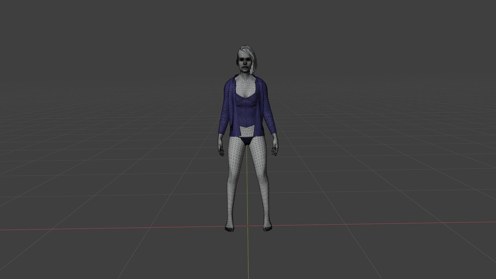 Woman with hair in bikini Low-poly 3D model_8