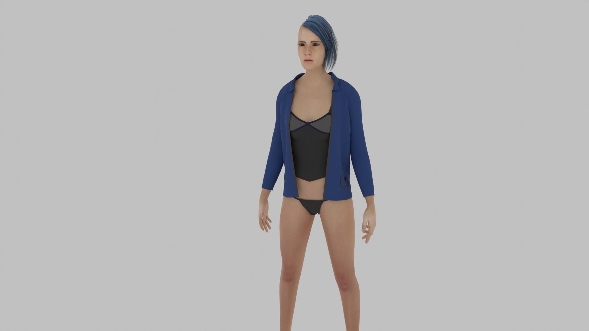 Woman with hair in bikini Low-poly 3D model_1