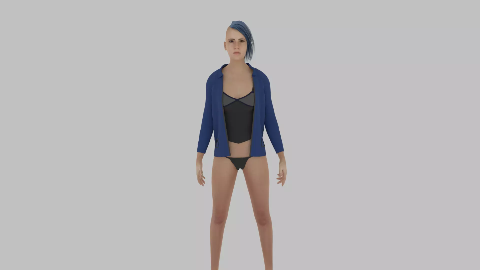 Woman with hair in bikini Low-poly 3D model_0