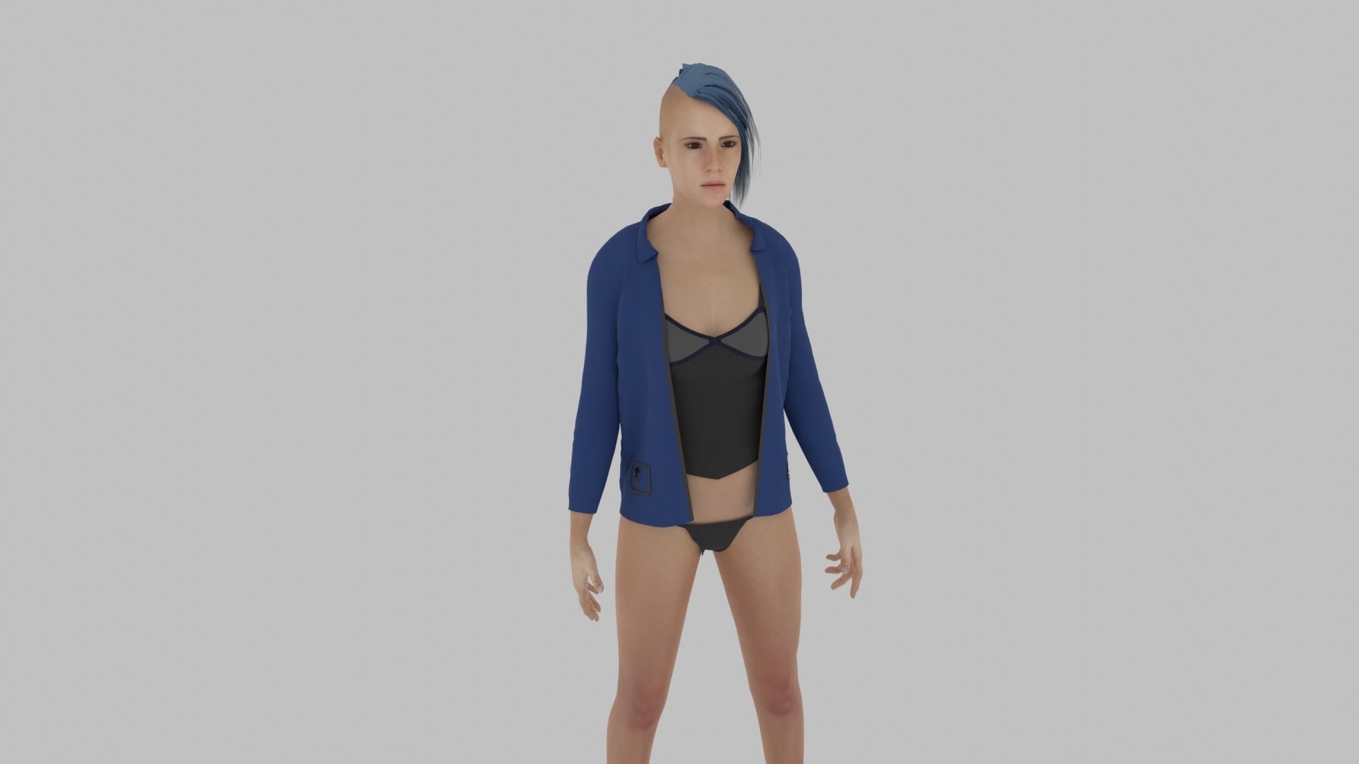 Woman with hair in bikini Low-poly 3D model_5