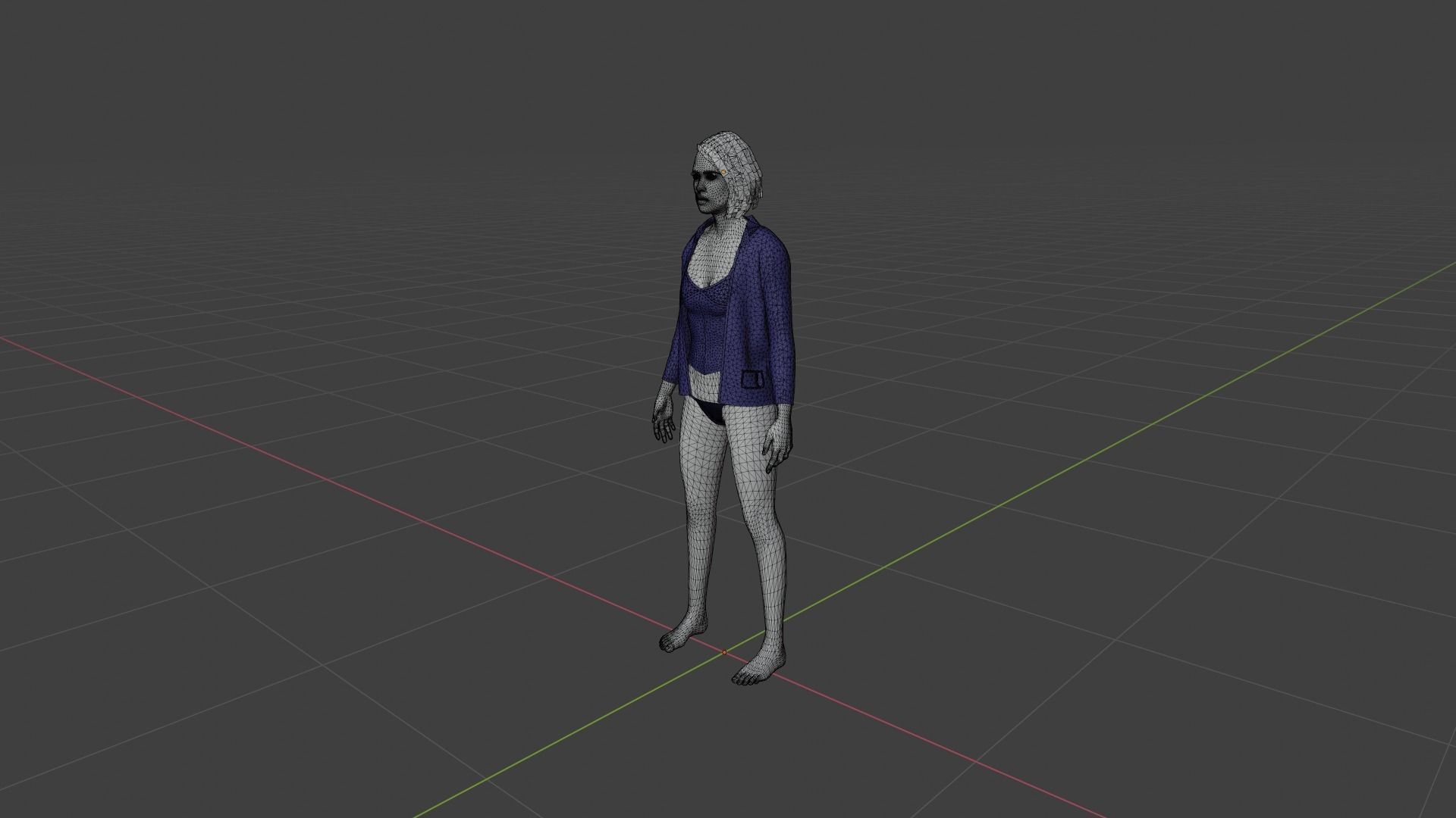 Woman with hair in bikini Low-poly 3D model_9