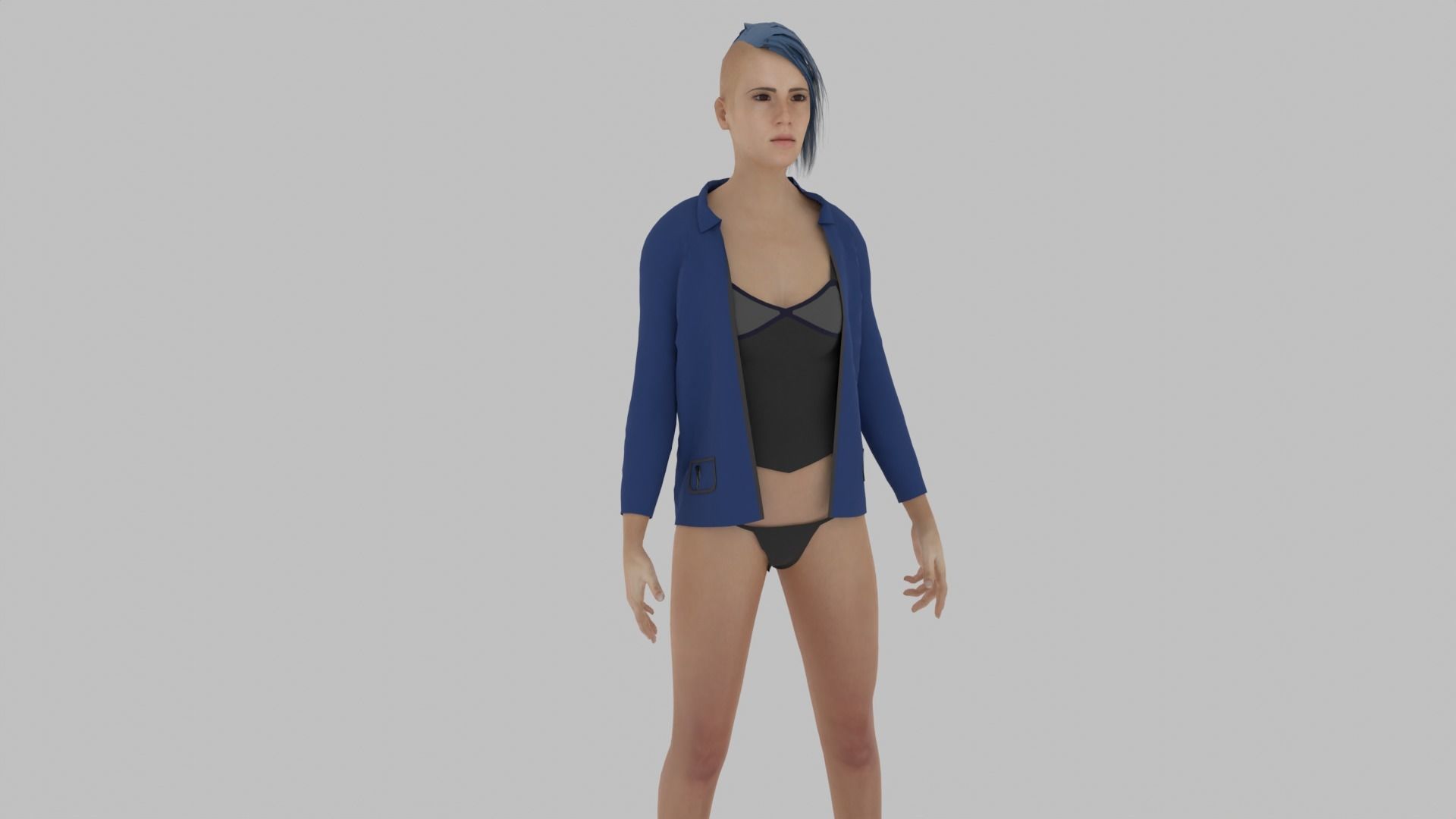 Woman with hair in bikini Low-poly 3D model_2