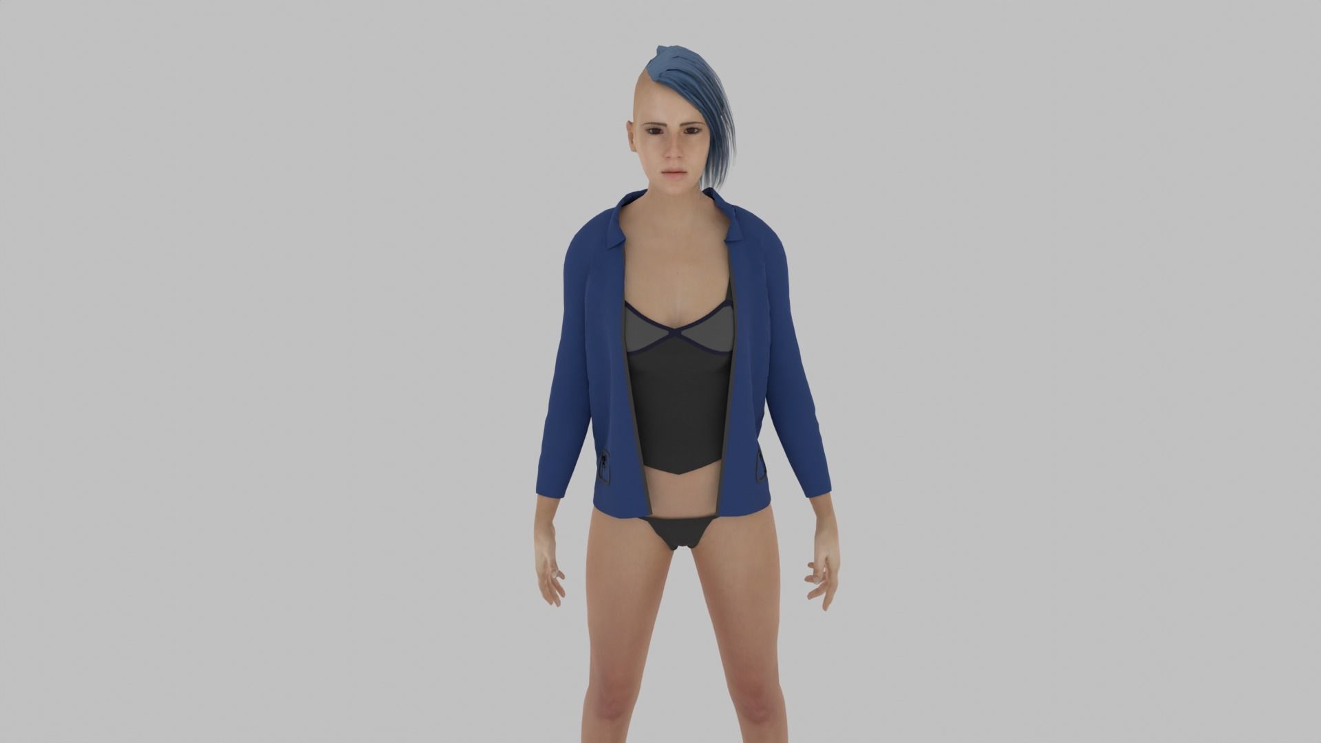 Woman with hair in bikini Low-poly 3D model_6