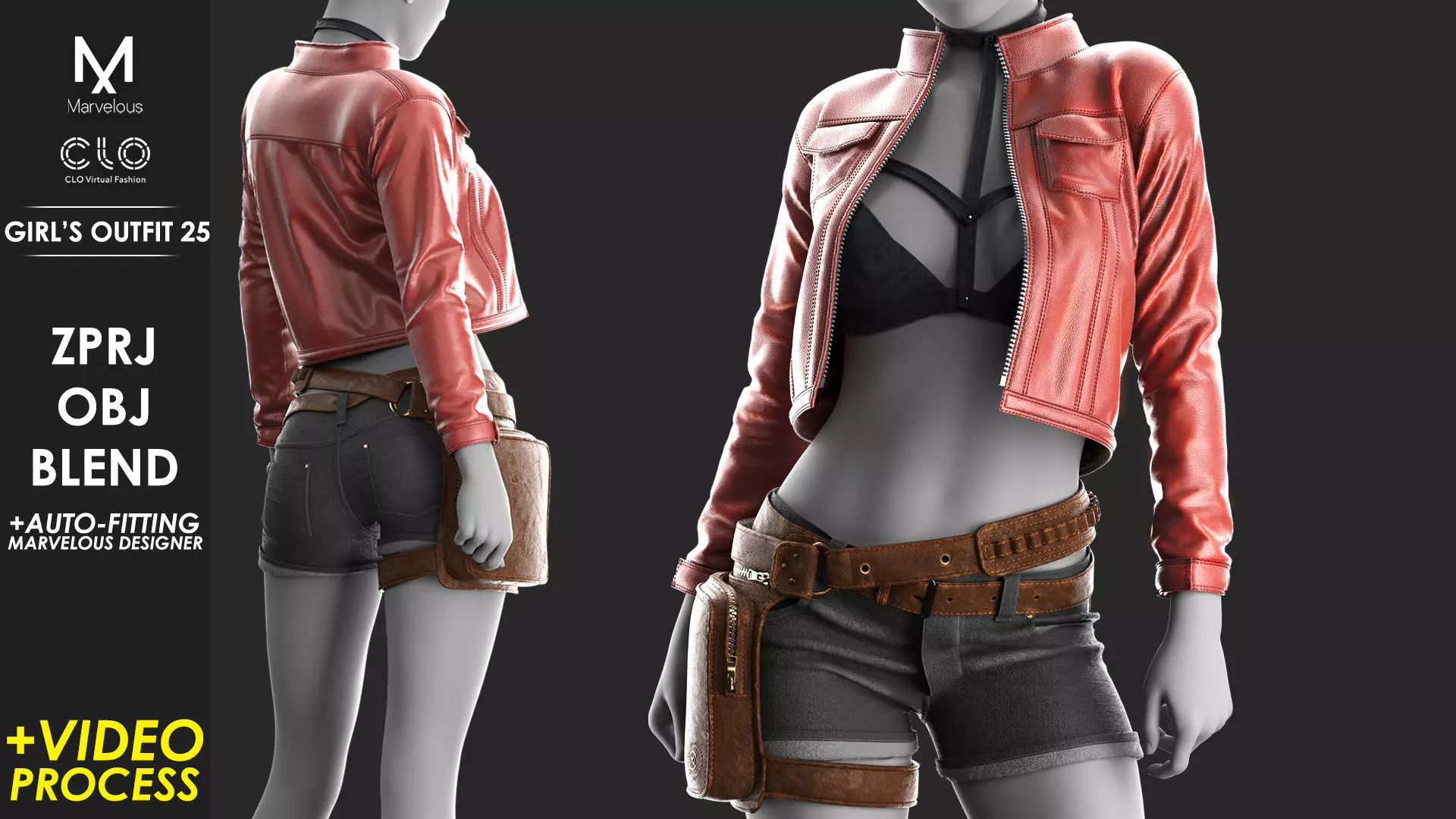 Girls Outfit 25 - Marvelous Designer with Video Process 3D model