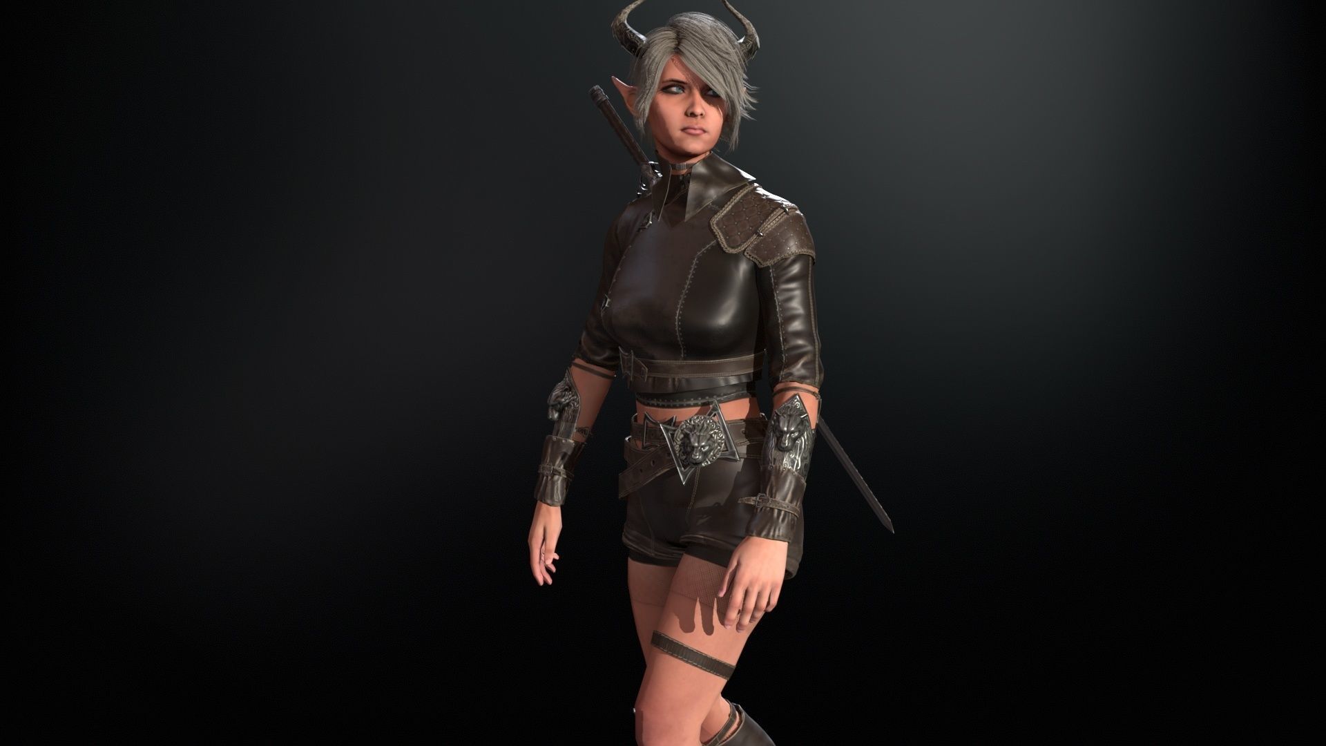 Elf Hunter Low-poly 3D model_25