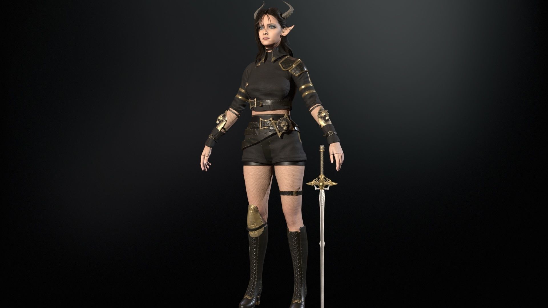Elf Hunter Low-poly 3D model_10