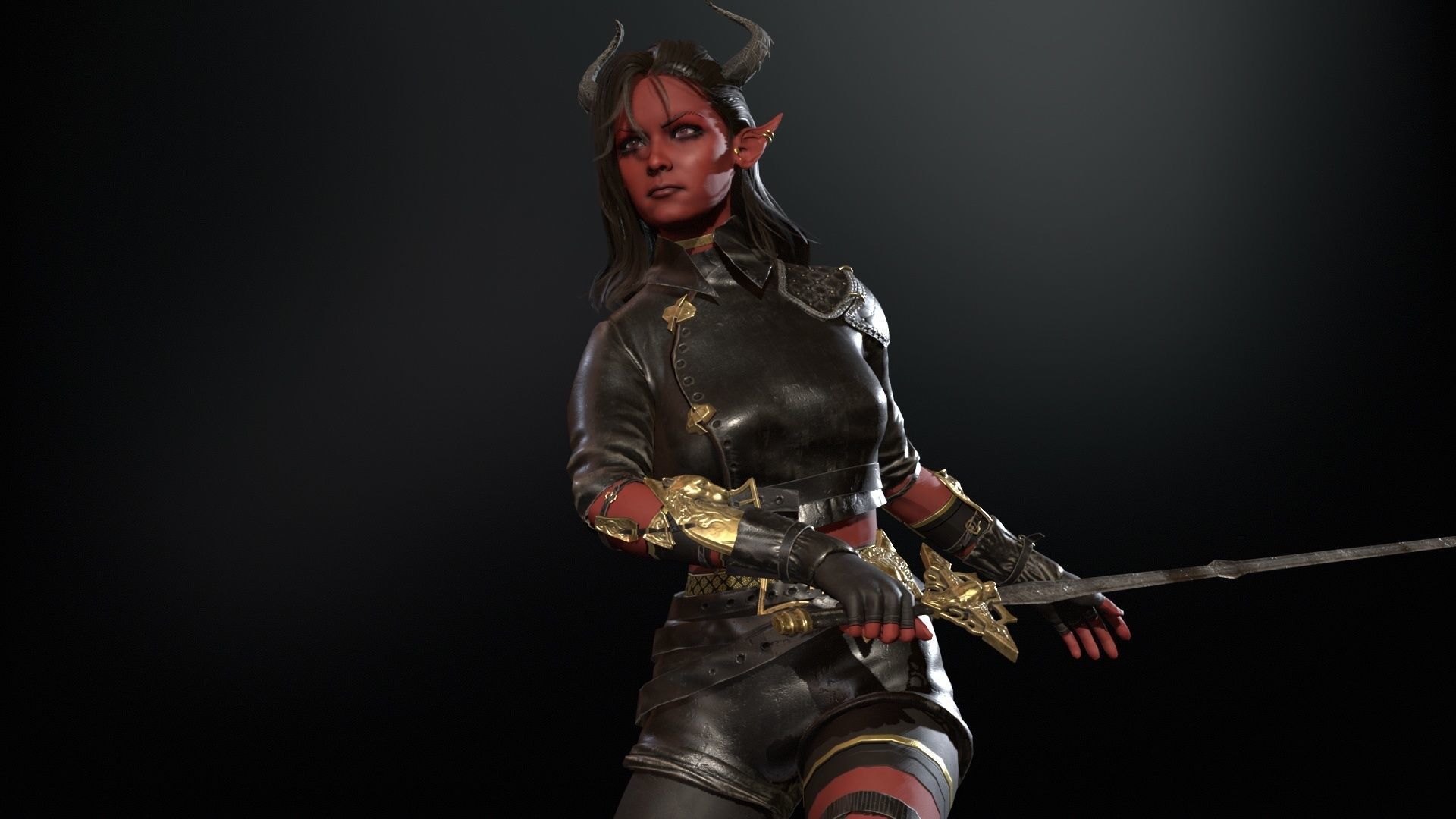 Elf Hunter Low-poly 3D model_31