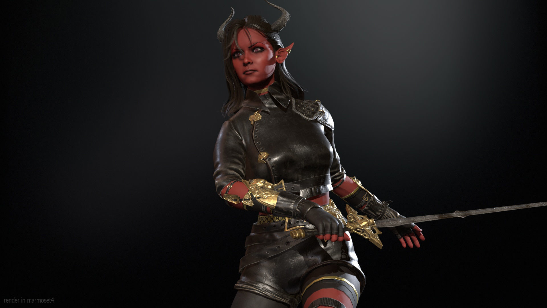 Elf Hunter Low-poly 3D model_2