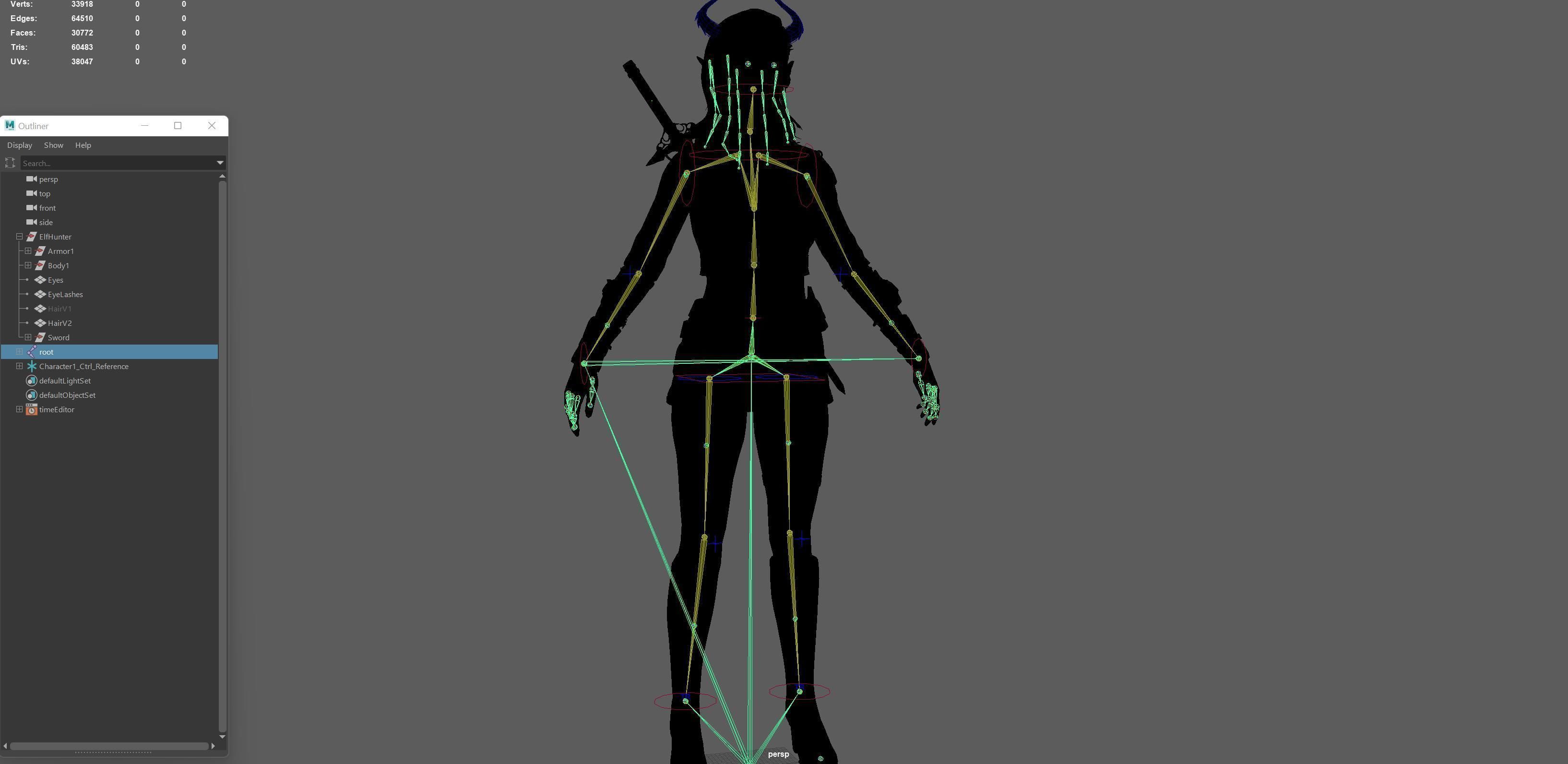 Elf Hunter Low-poly 3D model_37