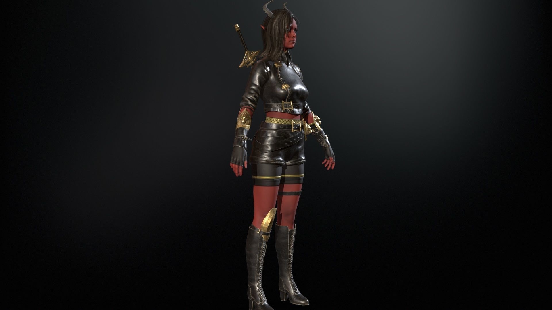 Elf Hunter Low-poly 3D model_12