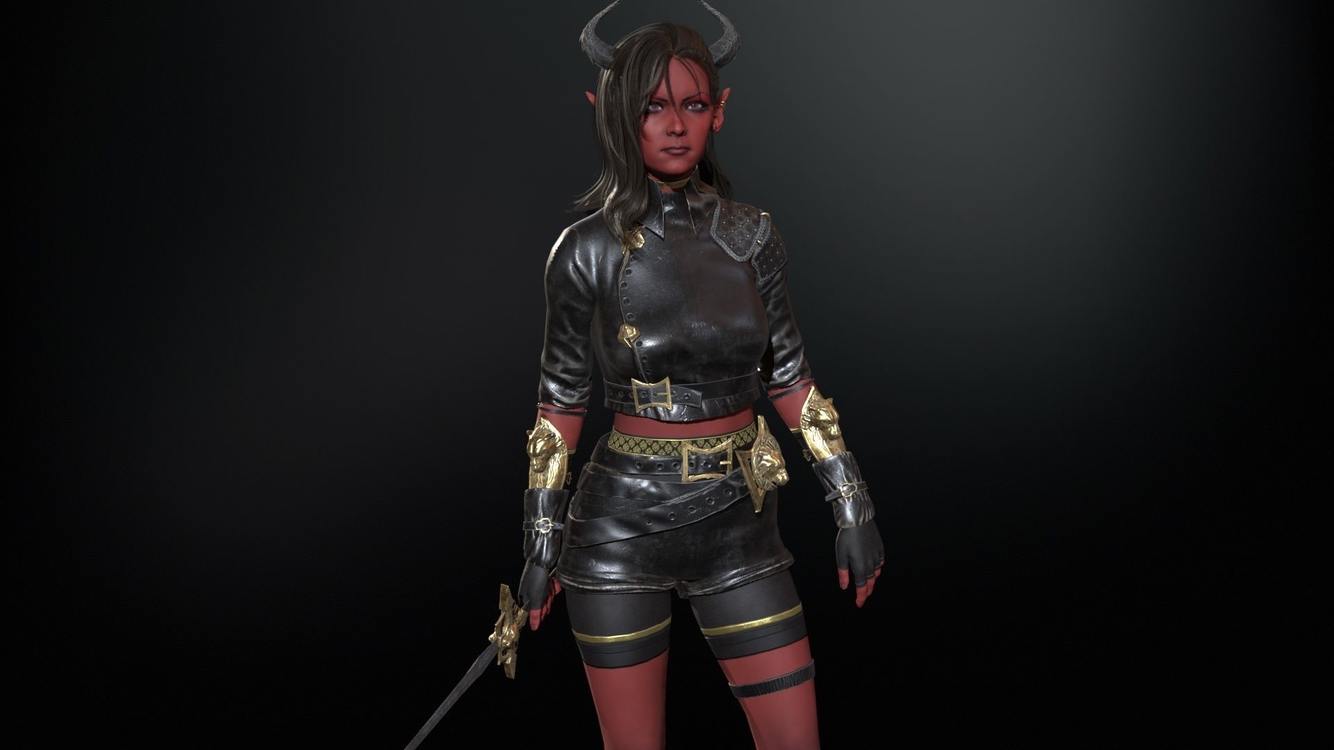 Elf Hunter Low-poly 3D model_34