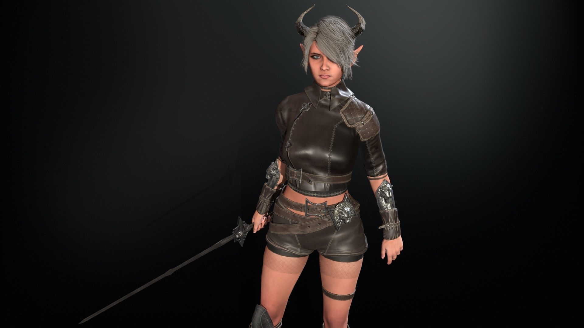 Elf Hunter Low-poly 3D model_28