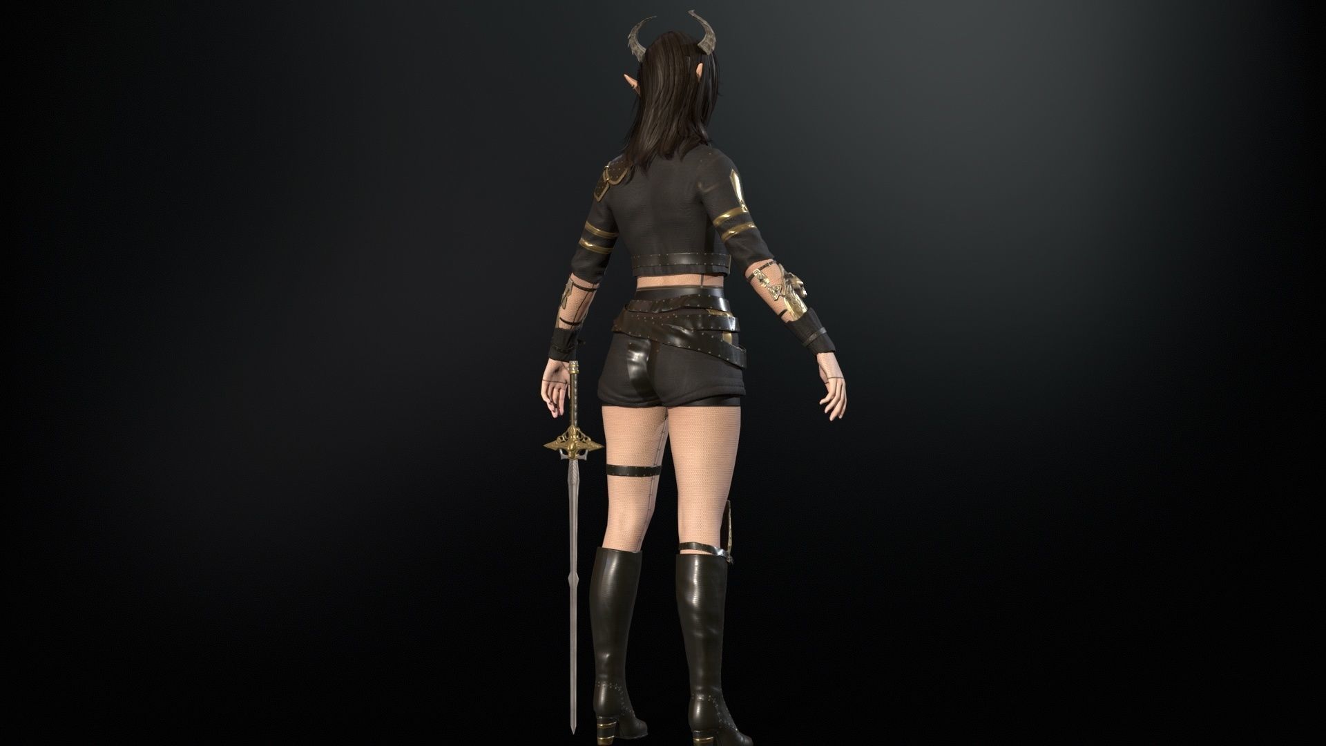 Elf Hunter Low-poly 3D model_9
