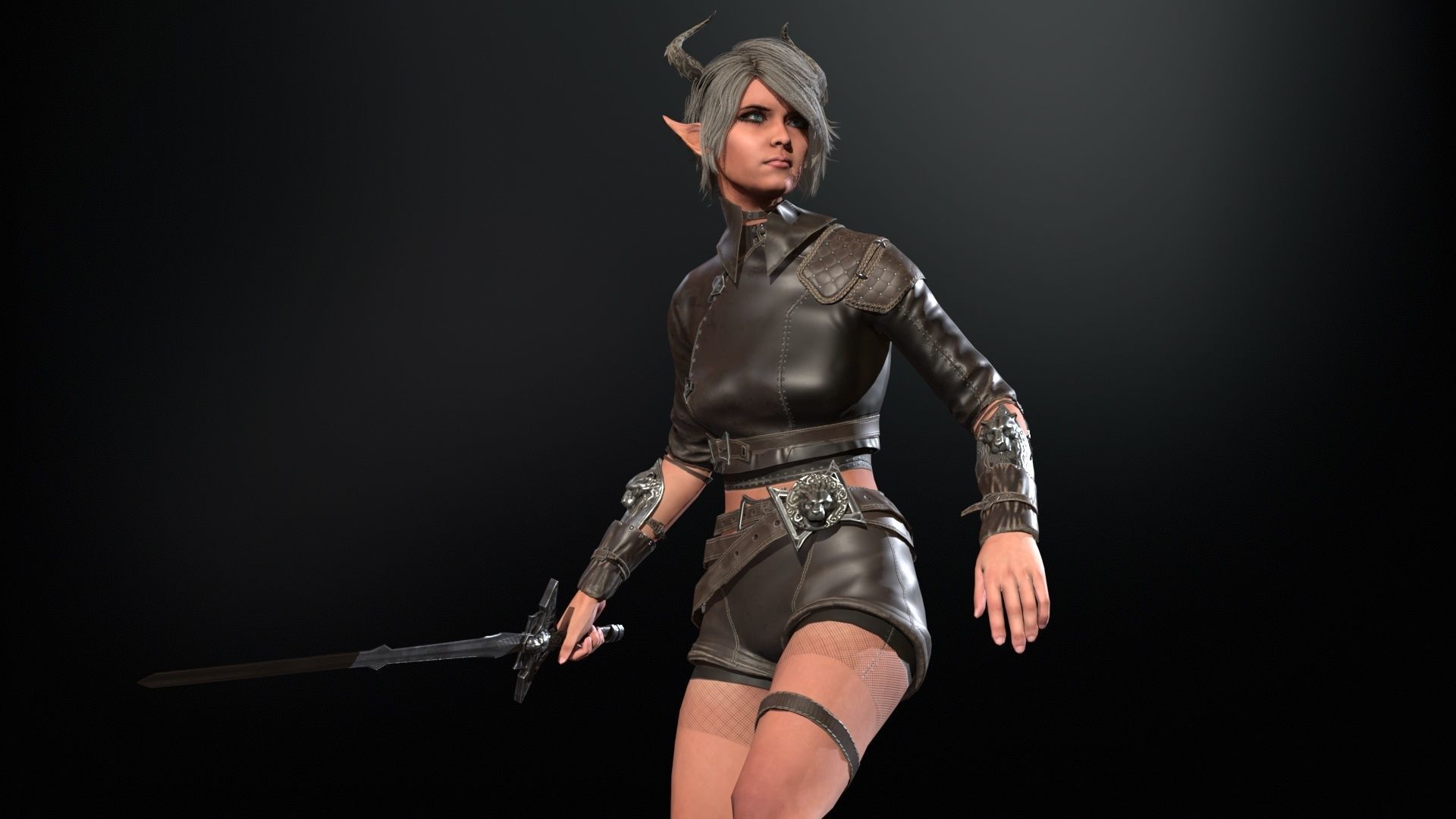 Elf Hunter Low-poly 3D model_27