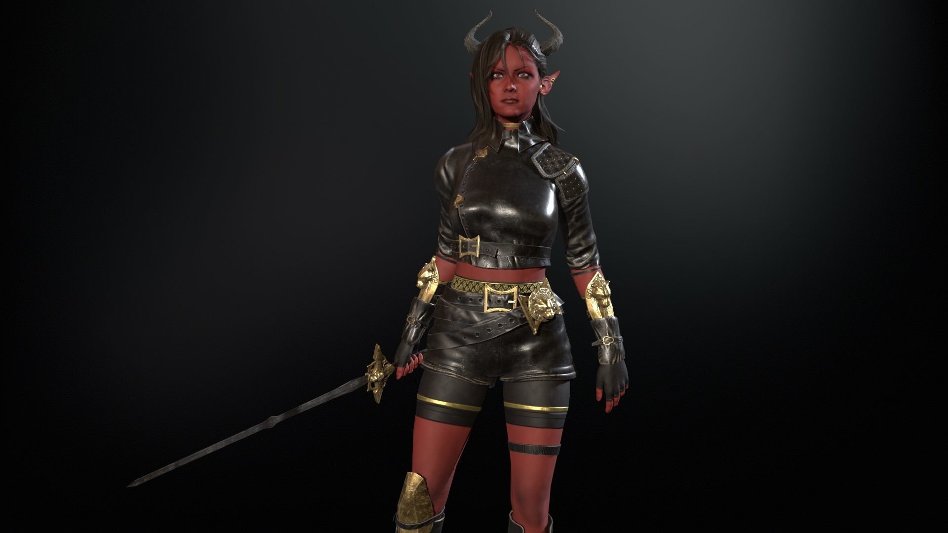 Elf Hunter Low-poly 3D model_29