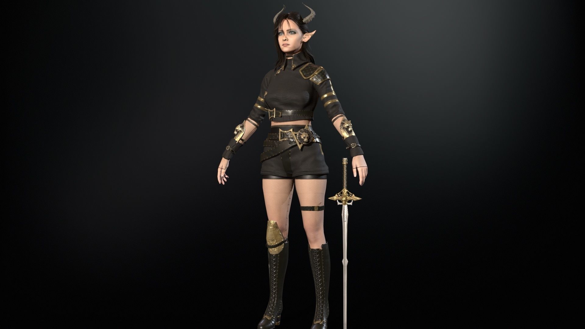 Elf Hunter Low-poly 3D model_8