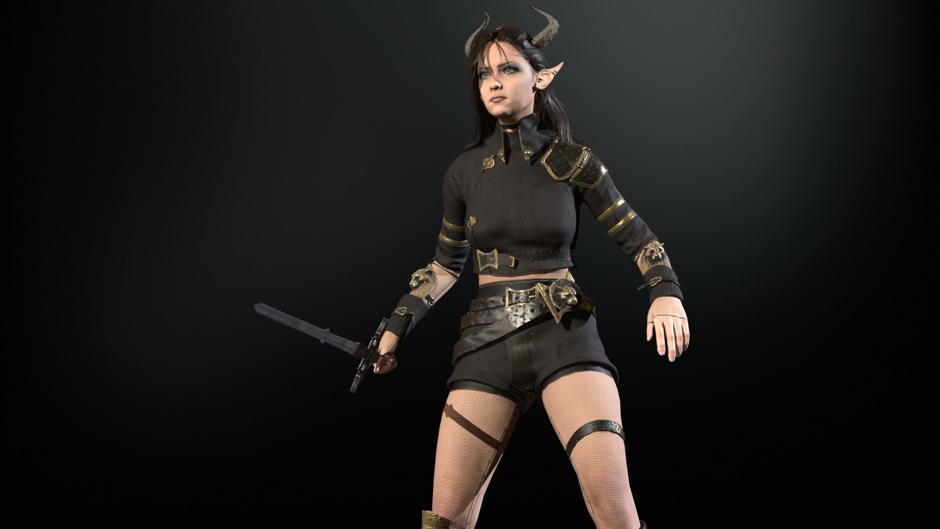 Elf Hunter Low-poly 3D model_35