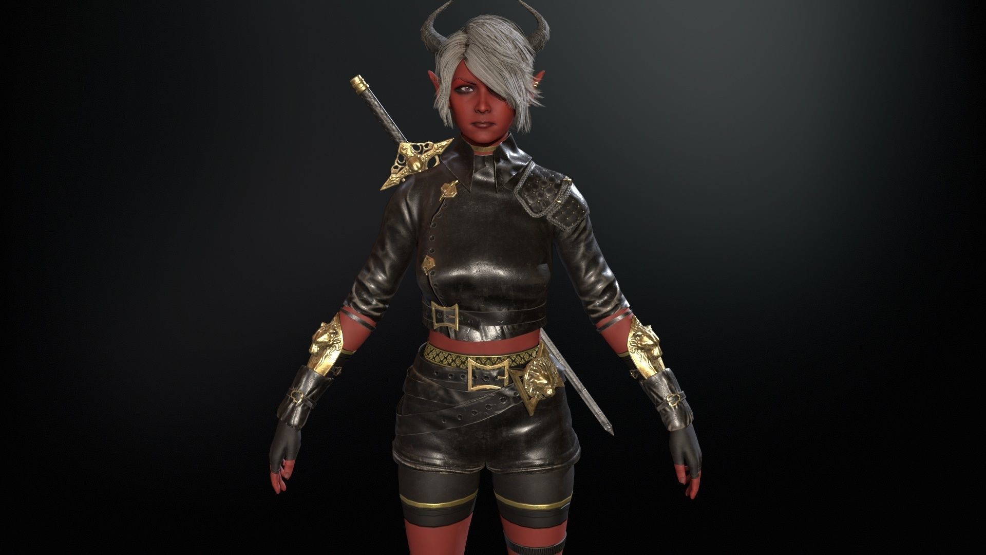 Elf Hunter Low-poly 3D model_13