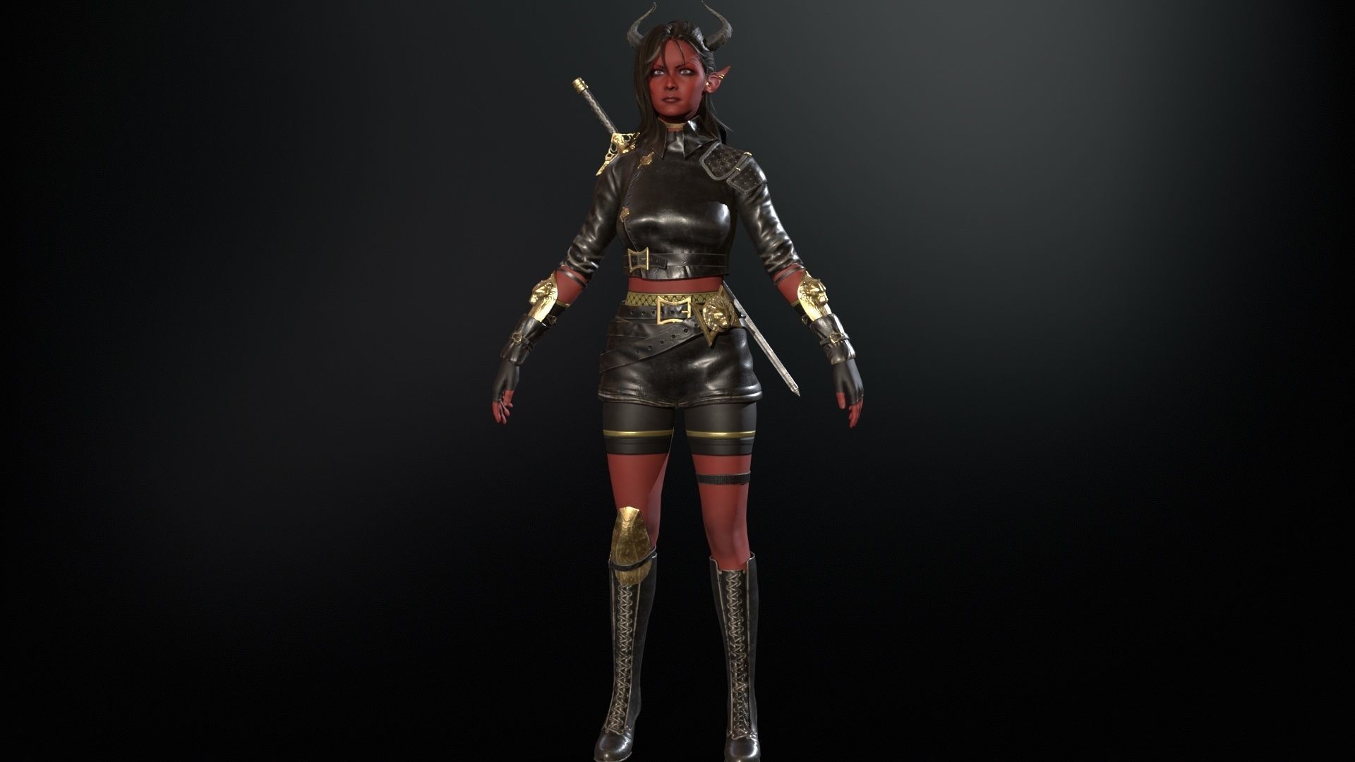 Elf Hunter Low-poly 3D model_11