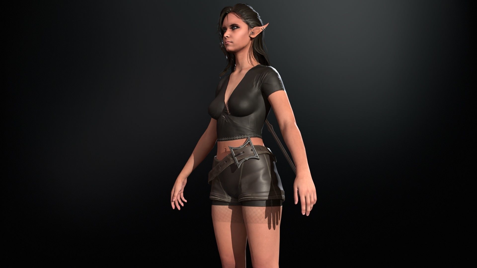 Elf Hunter Low-poly 3D model_16