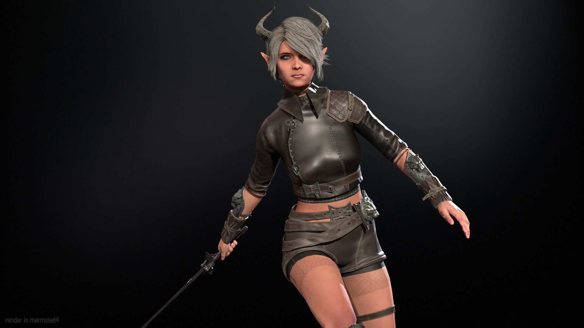 Elf Hunter Low-poly 3D model_4