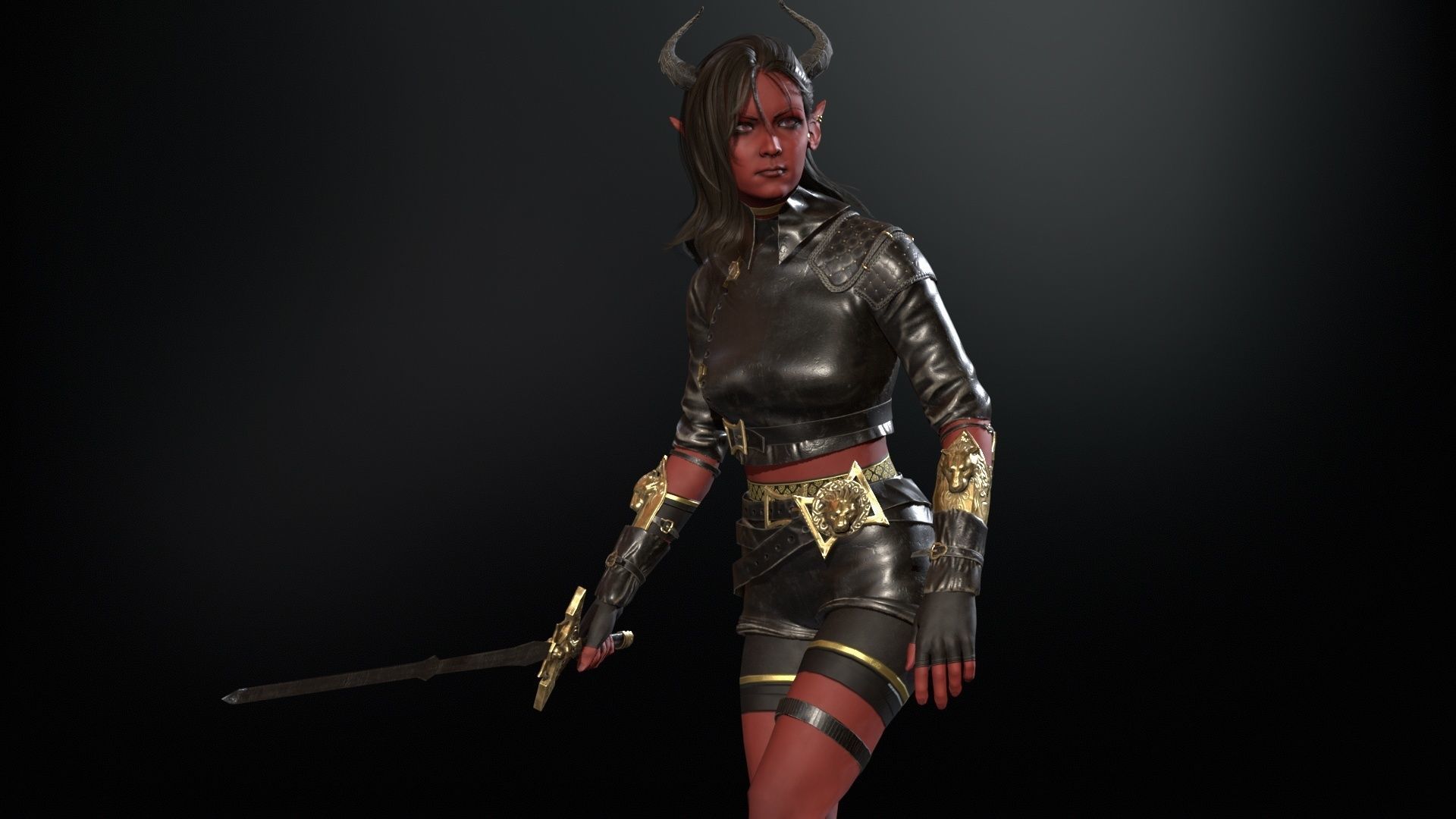 Elf Hunter Low-poly 3D model_30