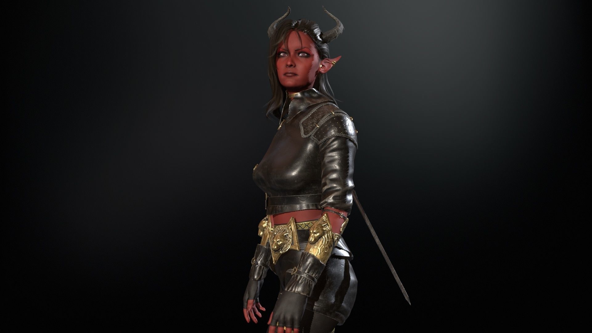 Elf Hunter Low-poly 3D model_32