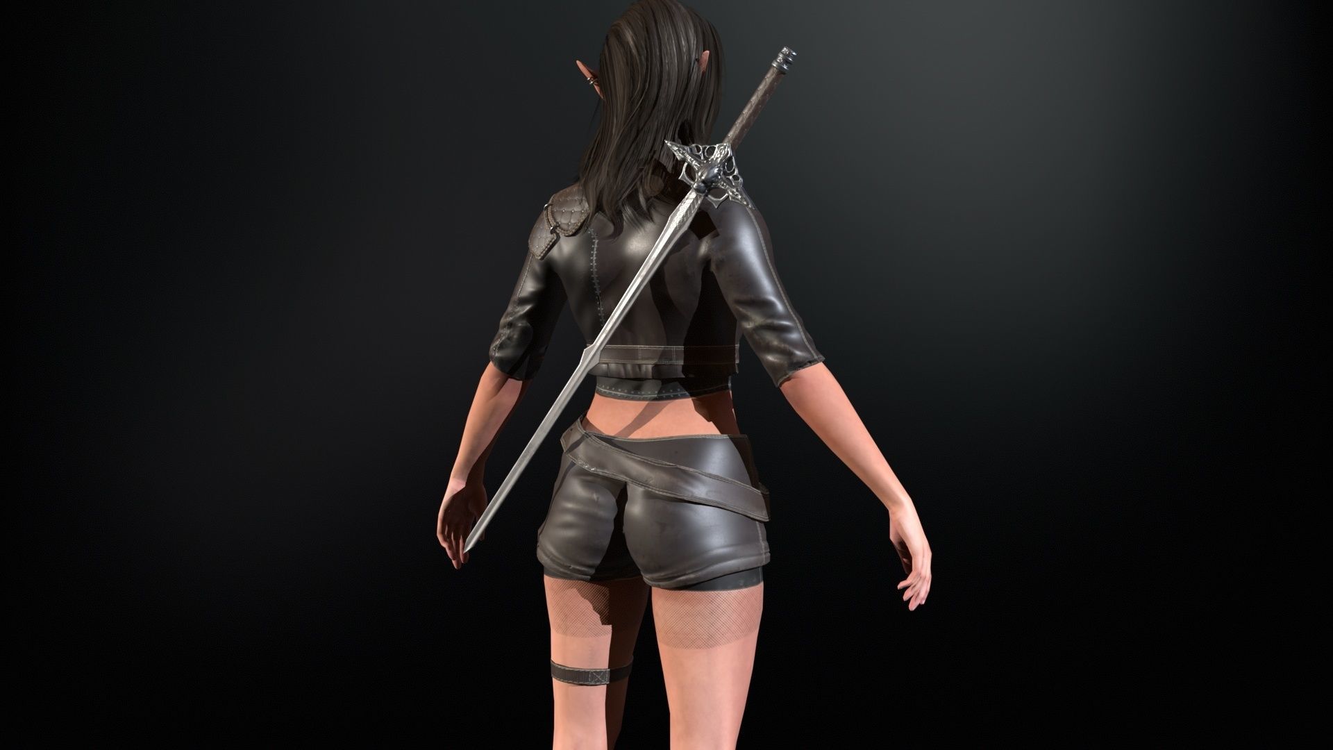 Elf Hunter Low-poly 3D model_17