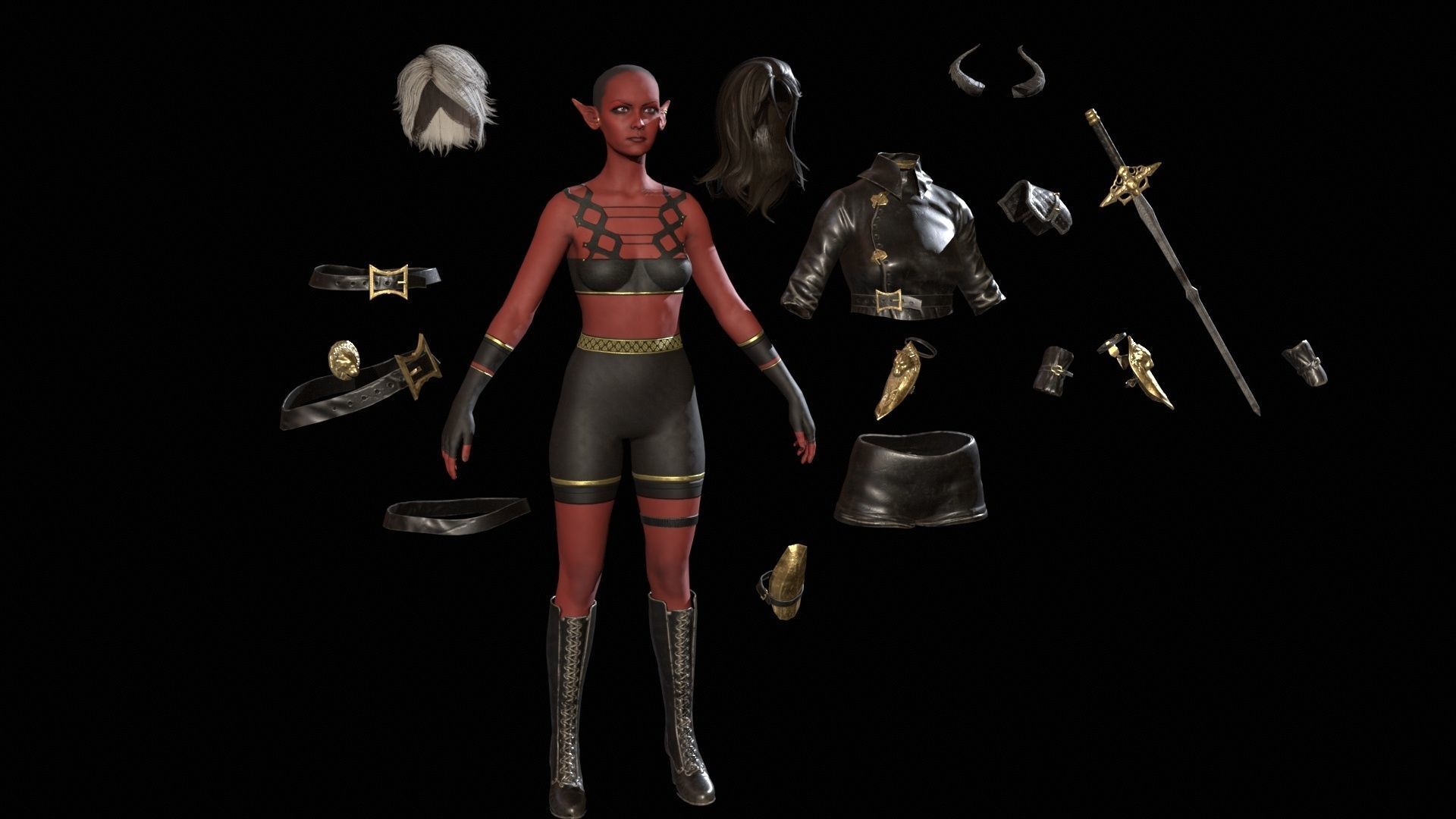 Elf Hunter Low-poly 3D model_22