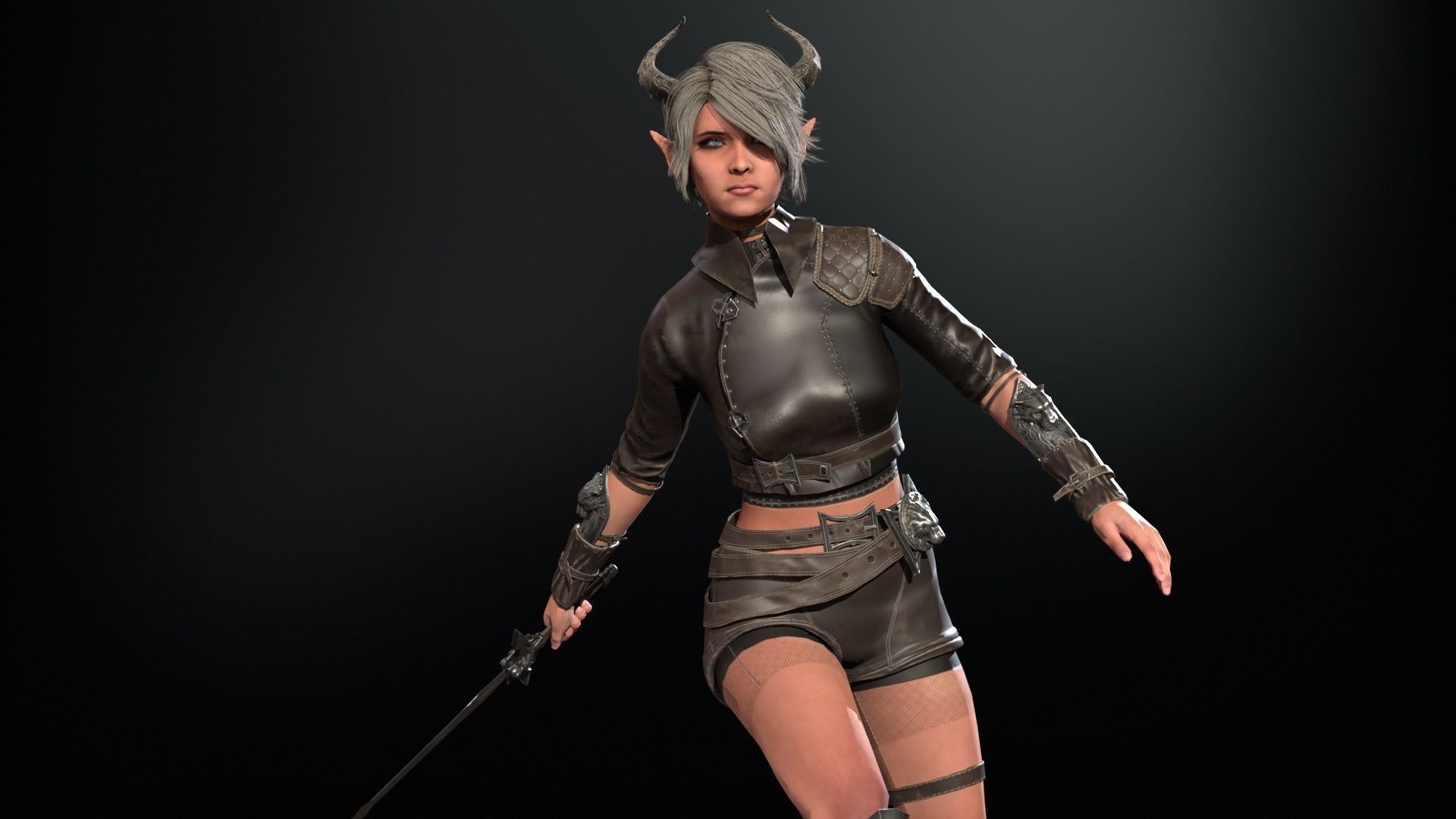 Elf Hunter Low-poly 3D model_23