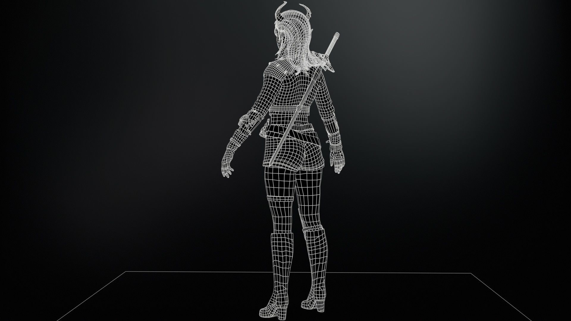 Elf Hunter Low-poly 3D model_19