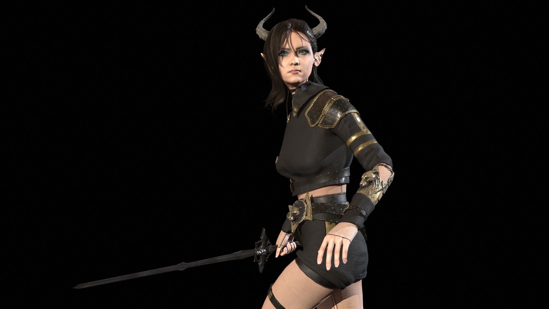 Elf Hunter Low-poly 3D model_36