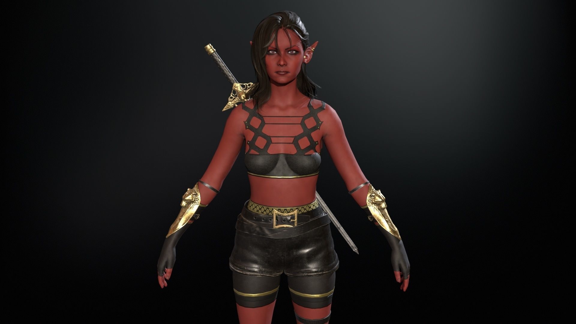 Elf Hunter Low-poly 3D model_14