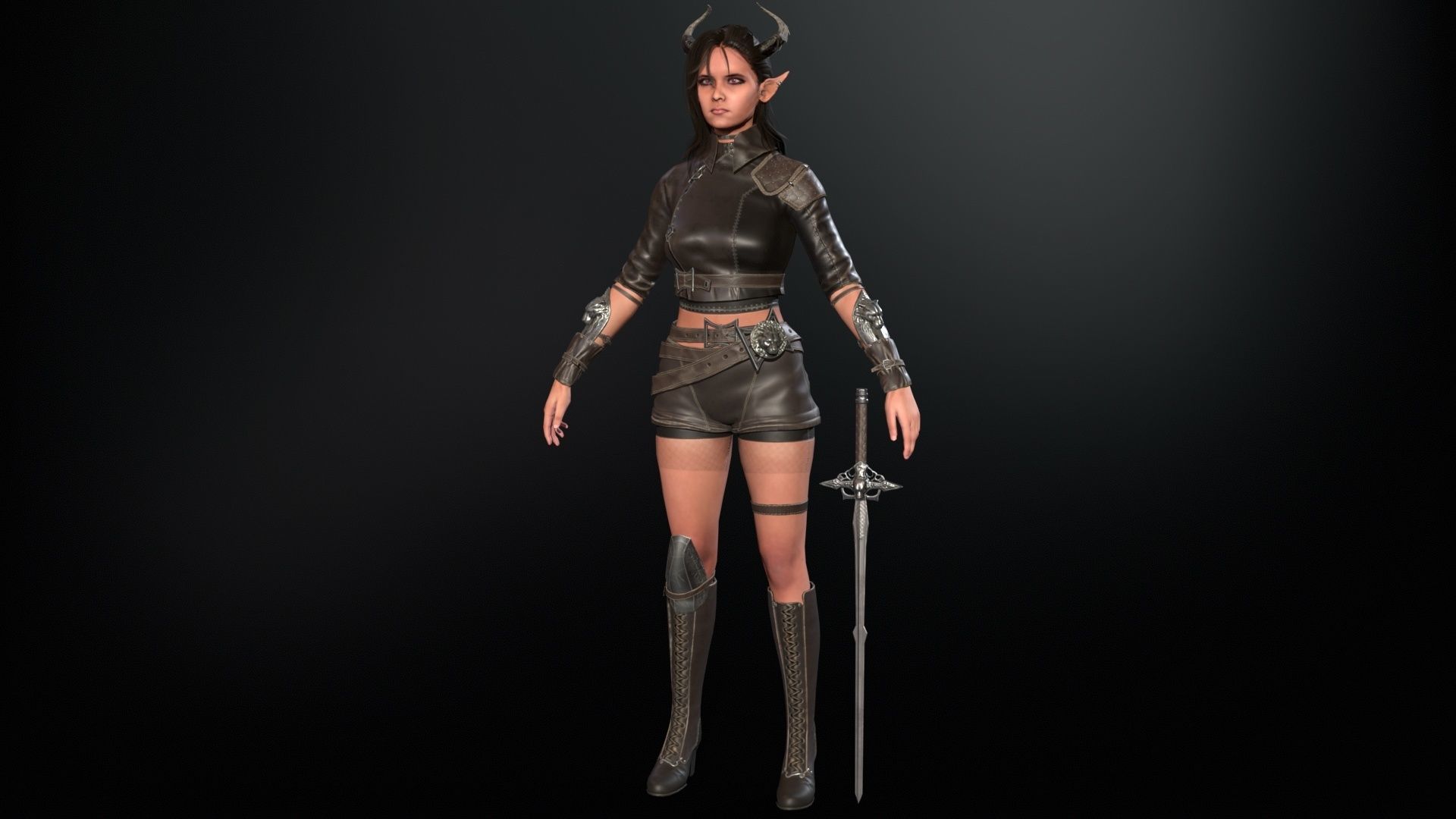 Elf Hunter Low-poly 3D model_7